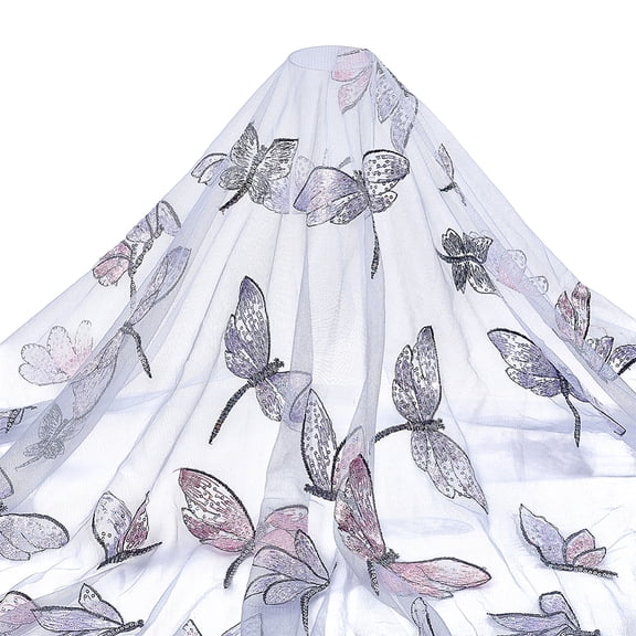 3 Yards Butterfly Pattern Polyester Lace Fabric Clothing Accessories Dark Gray 1550x0.5mm DIY