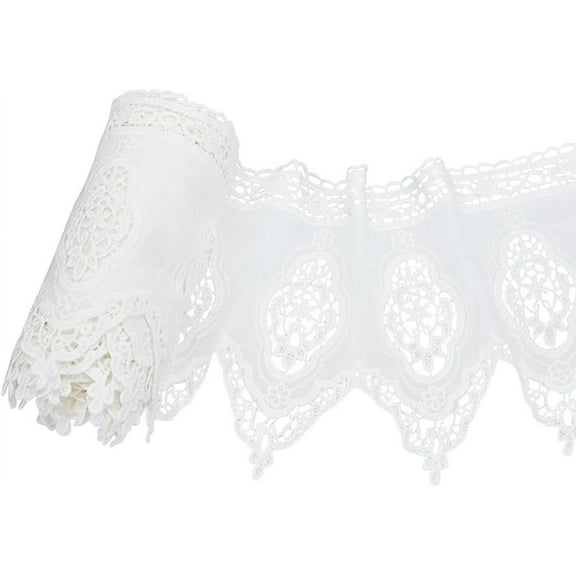 3 Yards Floral Eyelet Lace Trim 6-3/4 inch White Flower Cotton Lace Scalloped Wavy Edge Eyelet Lace Trim Embroidery Floral Lace Ribbon for Dresses Clothes Sewing DIY Crafts Making Decor