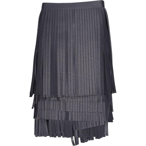 3 Yards Leather Fringe Trim 7.8~9.8 Inch PU Leather Tassels Black Tassel Trim DIY Dance Skirt Tassel Fringe Wrap Cover for Keychain Clothes Dress DIY Lamp Shade Bag Sewing Embellishment