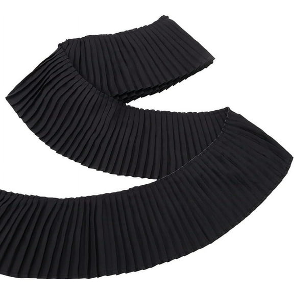 3 Yards Polyester Black Pleated Lace Ribbons 4.4inches Wide Wave Edging Ruffled Lace Trims Ruffled Pleated Lace Fabric Trim for Dress Gown Decoration and Craft Sewing