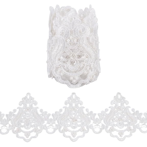 3 Yards Polyester Embroider Flower Lace Trim Sparkle Lace Ribbon with Plastic Finding for Sewing Decoration Black 3-5/8 inch(92mm)