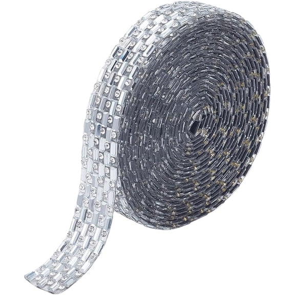 3 Yards Self-Adhesive Iron on Rhinestone Ribbons 1.5cm Rhinestone Diamond Bling Ribbon Tape Wrap Glitter Diamond Crystal Sticker for Phone Home Car Clothing Shoes