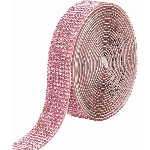 3 Yards Self Adhesive Rhinestone Ribbons 0.71"/18mm Wide Crystal Diamond Bling Stickers Trim Roll Glitter Gem Ribbon Belt Tape for Home Clothing Birthday Gift Decorations DIY Arts Crafts