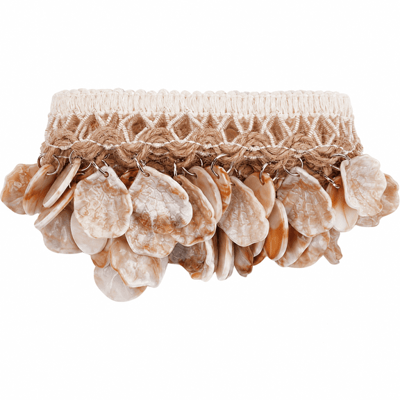 3 Yards Shell Fringe Lace Ribbon, Bohemian Woven Trim with Tassels for DIY Craft, Clothing and Curtain Decor