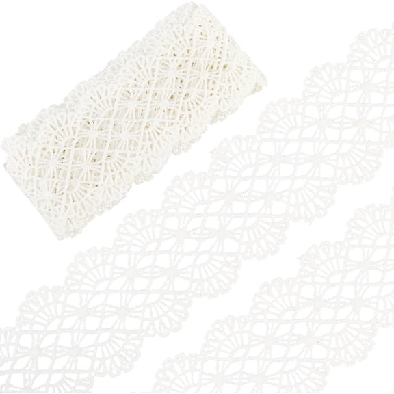 3 Yards Venice Lace Ribbon 2.6 Inch Wide White Silk Embroidered Floral Edge Trim Lace Edging Trimming Sewing Crafts for Dress Clothes Gowns Embellishment Gift Wrapping Home Decor Scrapbook