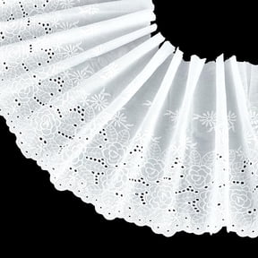 3 Yards White Eyelet Cotton Trim 10.6inch Wide Cotton Lace Trim Floral Embroidery Lace Trim Wavy Edge Floral Cotton Lace Ribbon for Sewing Dresses Clothes Bag Pets Clothes Decoration