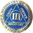 thumbnail image 1 of 3 Year AA Medallion Reflex Blue Gold Plated Sobriety Chip, 1 of 2