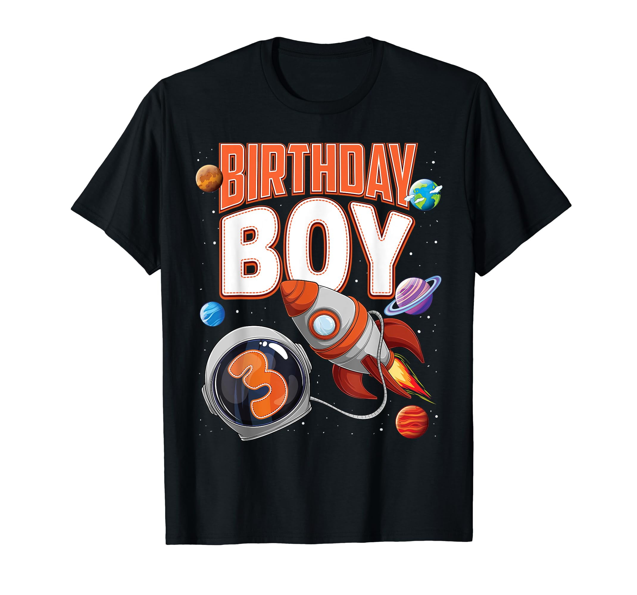 3 Year Old Spaceship Boy 3rd Birthday Space Shuttle Rocket T-Shirt ...