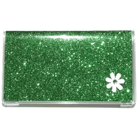 3 Year USA Made Glitter Green with White Flower Pocket Calendar Planner with Note Pad