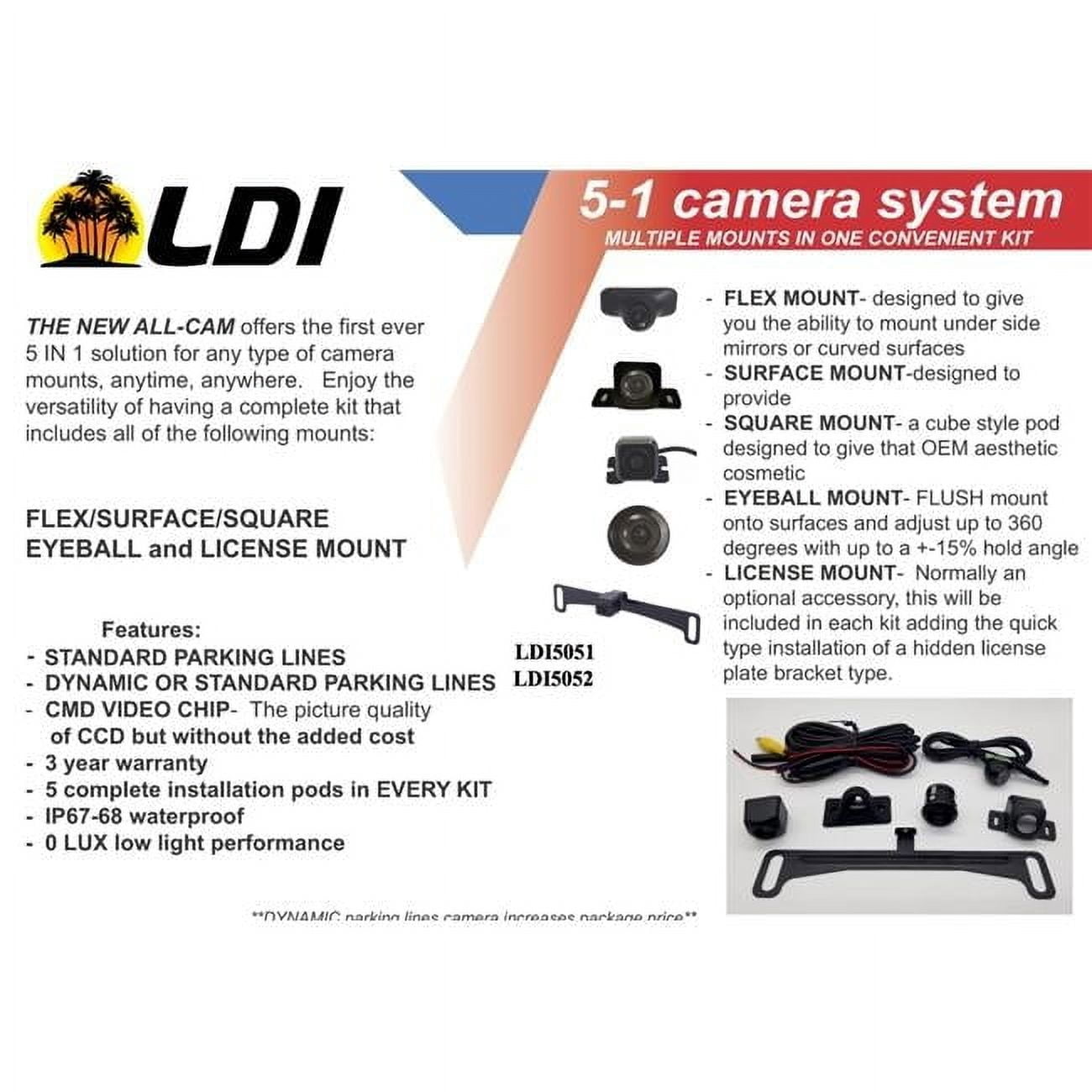 3 Year Warranty 5-1 Camera System with Multi-Mounts In One Kit