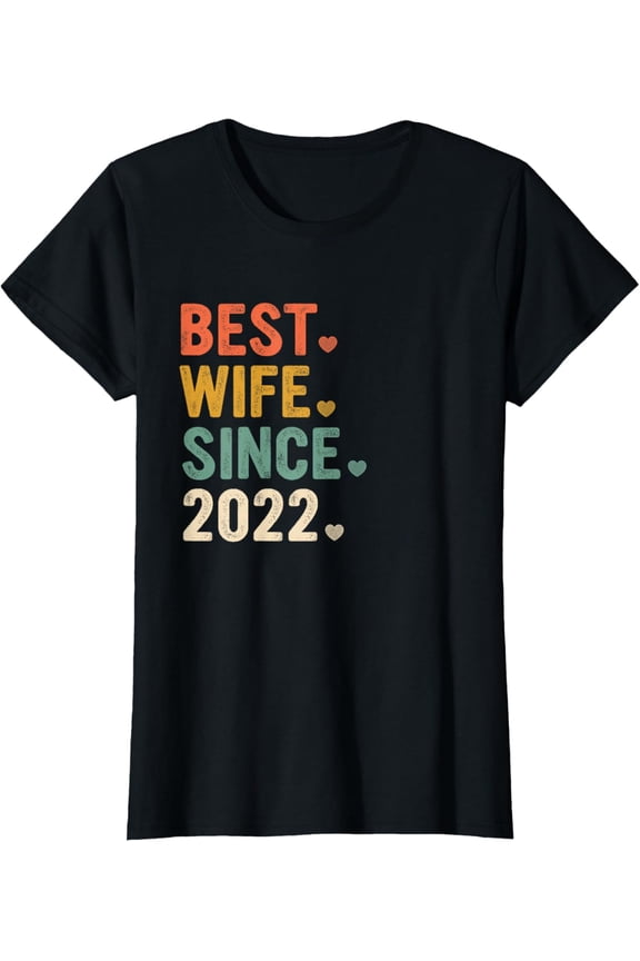 3 Years Anniversary for Her Best Wife Since 2022 T-ShirtMen's and women's gift, black and white T-shirt, size: Extra large S-4XL