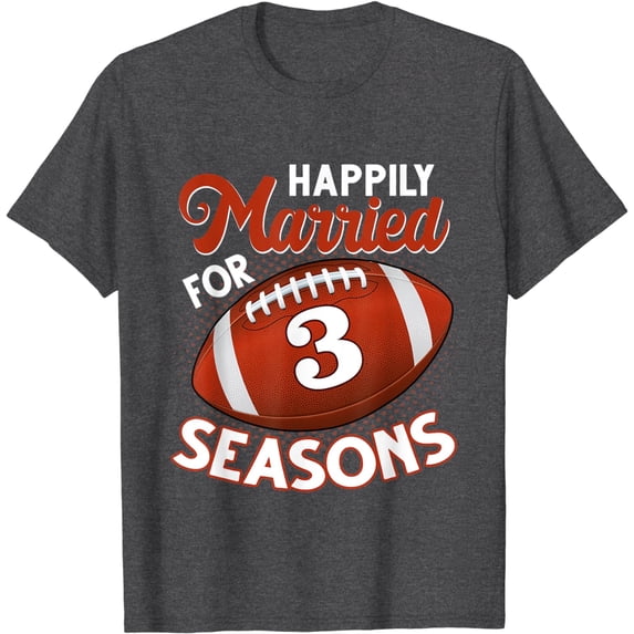3 Years Marriage 3rd anniversary Gift for Football Couple T-Shirt