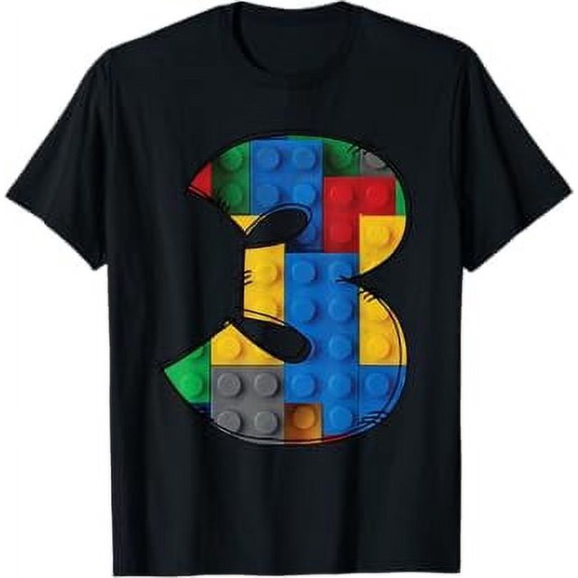 3 Years Old Blocks Building 3rd Birthday Kid Master Builder TShirt