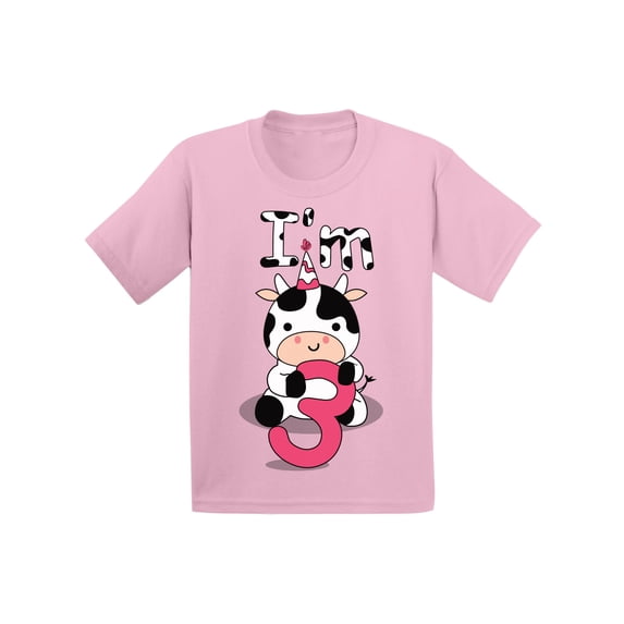 3 Years Old Kids Outfit Cow Three 2T Shirts 3T Clothes 3 Years Old Baby Boy Outfit Cute Cow I'm Three 4T 5T Tshirt Toddler Shirts for 3 Years Old Baby Girl