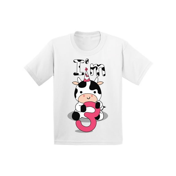 3 Years Old Kids Outfit Cow Three 2T Shirts 3T Clothes 3 Years Old Baby Boy Outfit Cute Cow I'm Three 4T 5T Tshirt Toddler Shirts for 3 Years Old Baby Girl