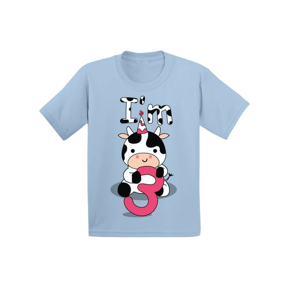 3 Years Old Kids Outfit Cow Three 2T Shirts 3T Clothes 3 Years Old Baby Boy Outfit Cute Cow I'm Three 4T 5T Tshirt Toddler Shirts for 3 Years Old Baby Girl