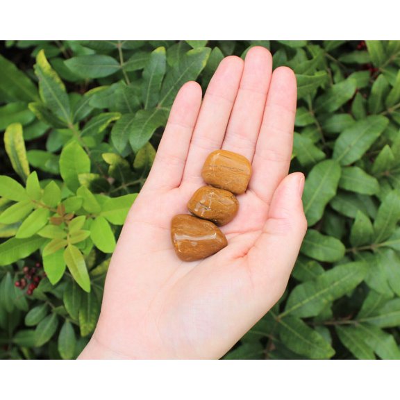 3 Yellow / Brown Jasper Tumbled Stones, Medium (Crystal Healing Yellow Jasper)