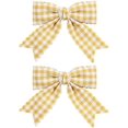 thumbnail image 1 of 3'' Yellow Gingham  Scalloped Edged Ribbon Hair Bows Clip 2 count Grids Checkered  Clip for Teen Girls Women  to School Birthday Easter Dress Accessory Summer, 1 of 6