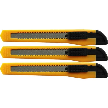 product image of 3 Yellow Utility Knife Box Cutters Heavy Duty Industrial Strength