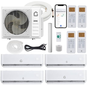 3 Zone 35000 BTU Ductless Mini Split Central Air Conditioner & Heating System - 22.5 SEER2 - Wall Mount - WiFi - Pre-Charged Condenser - 9K+9K+9K+9K BTU,Installation Kit