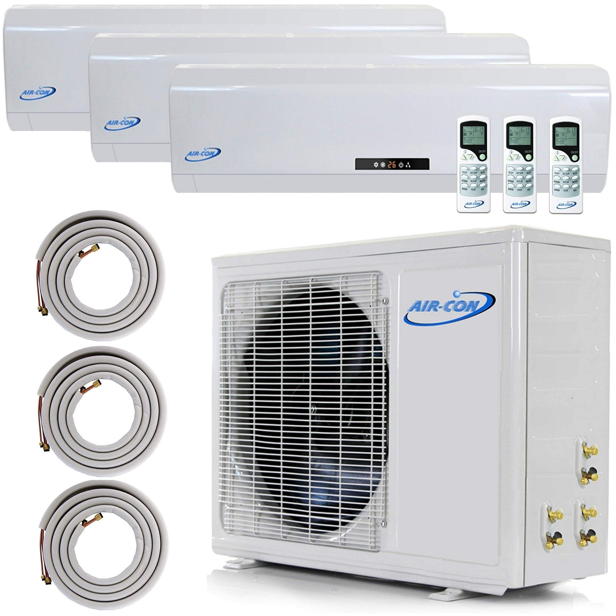 3 Zone Mini Split 9000 12000 18000 Ductless Air Conditioner Pre-Charged ...