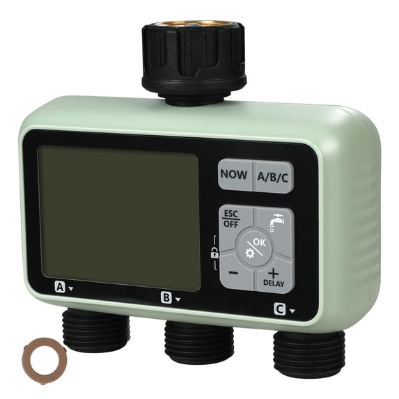 3-Zone Sprinkler Water Timer with Independent A/B/C Outlets, Programmable Separate Schedules per Zone, Automatic Irrigation Controller for Garden Lawn