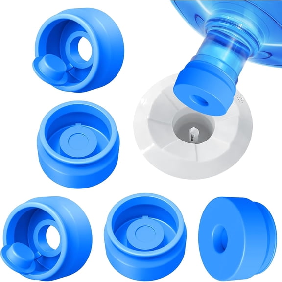 3 and 5 Gallon Water Jug Cap, Silicone Reusable Replacement Cap, Non Spill Bottle Caps for 55mm Bottle Water Dispenser Caps - 5Pack