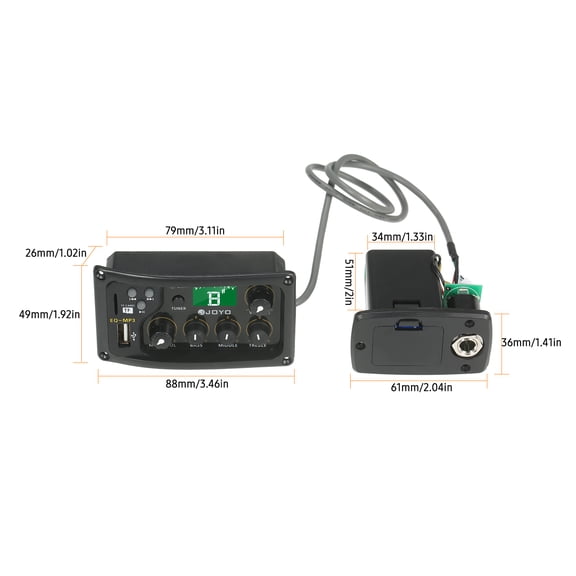 3 band EQ equalizer system Equalizer EQ-MP3 3-Band EQ Equalizer System Acoustic Guitar Preamp EQ Equalizer Piezo Pickup LCD Tuner Amplifier