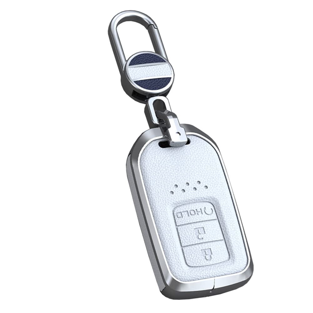 3-button Key Fob Protector Leather Key Cover Metal Key Shell Light Key Bag Fit for Honda Spirior Elysion Fit City