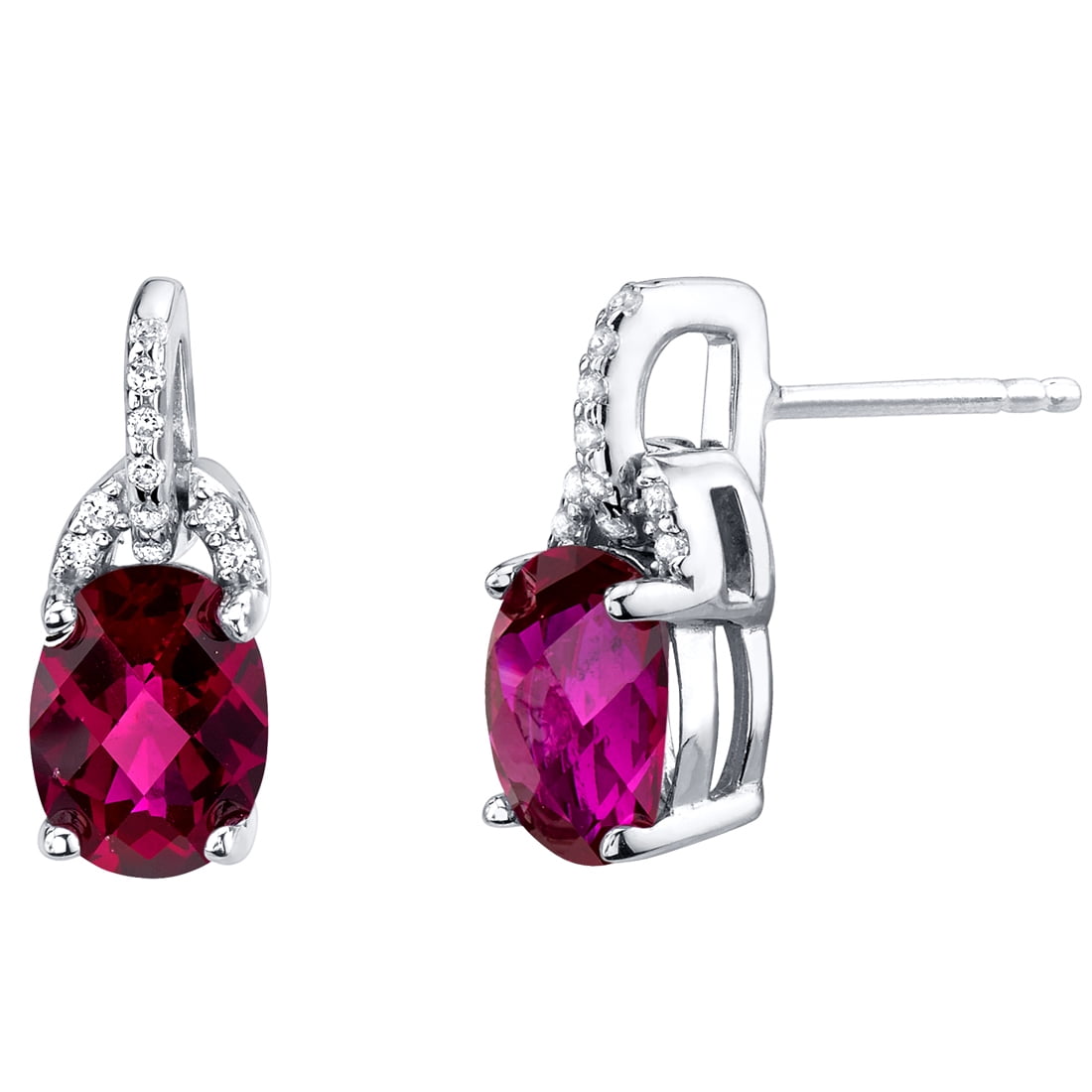 3 carat total Created Ruby stud earrings in Sterling Silver