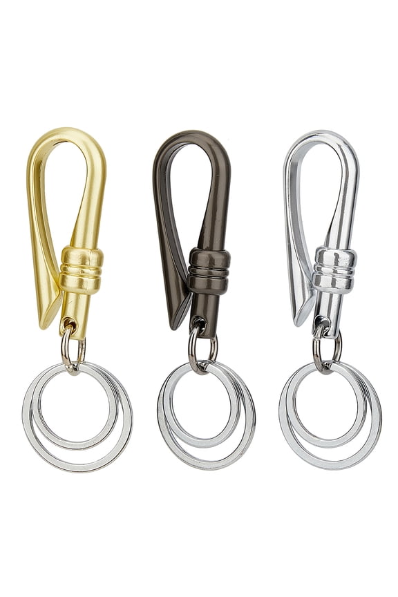 3 colors Car Keychain Carabiner Clips Heavy Duty Belt Loop Car Key Chains Alloy Keychains with 2 Key Rings Hooks Detachable Carabiner Belt Key Ring Holders with Key Accessories