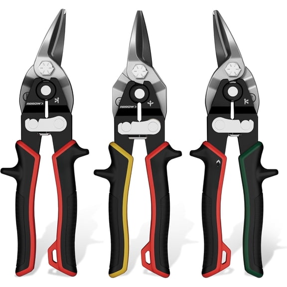3 count 8-inch Tin Snips for Sheet, CR-V Aviation Snips, High Leverage Labor-saving , Left Straight Right Cut