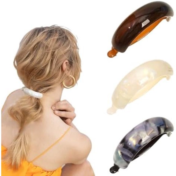 3 count Acetate Hair Barrettes, Tortoise Shell Large Hair Clips for Women, Suitable for Thick Fine Hair
