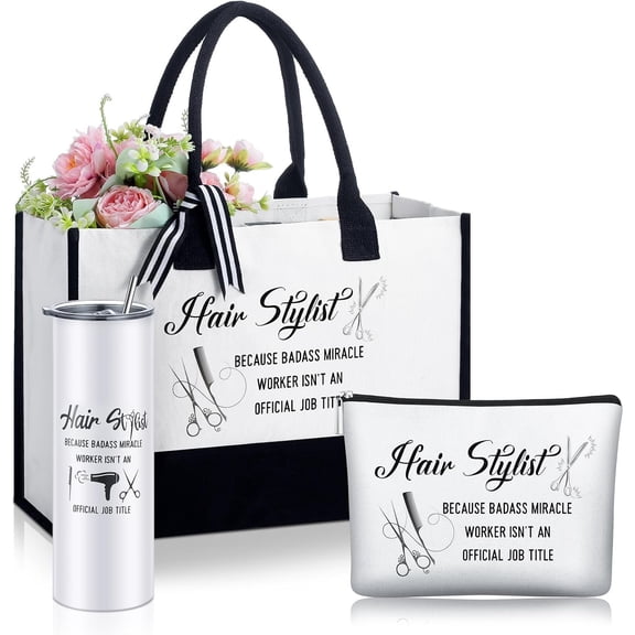 3 count Beauty School Graduation Gifts  Hair Stylist  for Women Including Insulated Tumbler with Lid Stainless Steel Mug for Hairdresser Appreciation Gifts