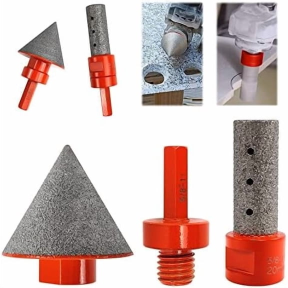 3 count Beveling Chamfer Bits Set, Drill Bits for Ceramic with 5/8"-11 Drill Adapter, Tile Drill Cone Bit for Existing Holes Enlarging, Trimming, Orange