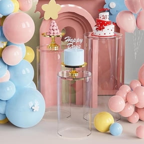 3 count Clear Cylinder Pedestal Stands for Party, Thickened PVC Pedestal Display Stand Column Tables Display Plinth Pillars for Wedding, Birthday, Event Decoration