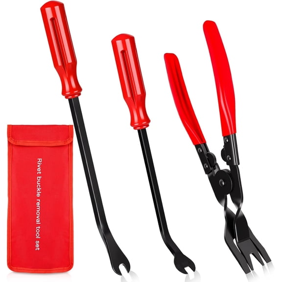 3 count Clip ,Clip Pliers Fastener Remover, Trim Rivet Removal Tool for Automotive Door Panel,Upholstery,Dashboard Red