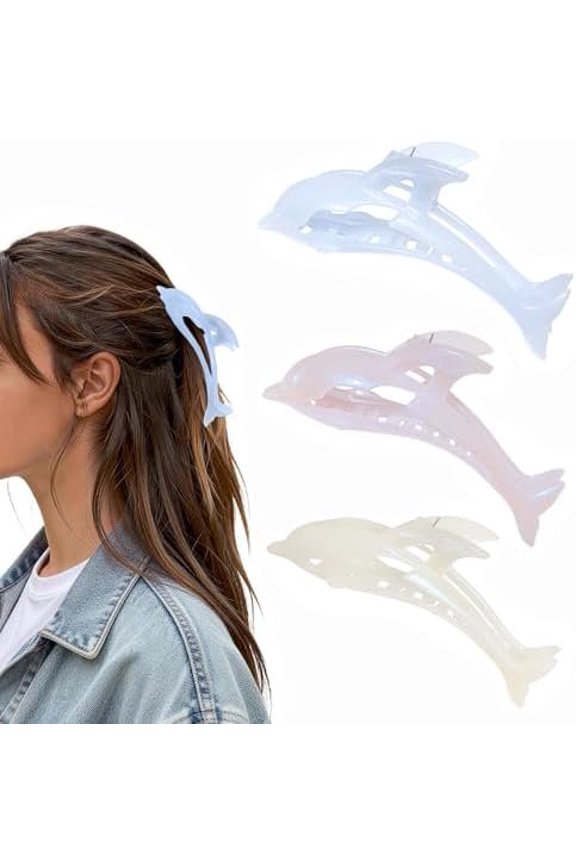 3 count Cute Dolphin Hair Clips for Women, Dolphin Gifts for Women   Claw Clip Funny Novelty Hair Accessories for Birthday Valentines Easter Mother's Day