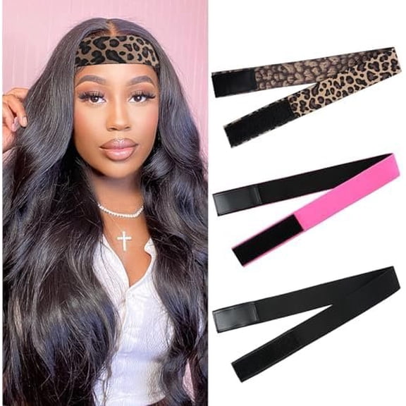3 count Elastic Wig Bands Adjustable Lace Melting Band Front Laying Strap Wrap To Lay Hairline Edges Wig Belt Tape for Grip Keeping Wigs in Place Spritz Frontal Graduation