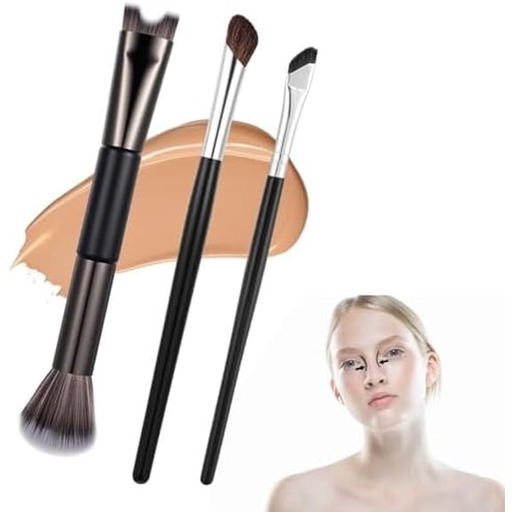 3 count Ended Nose Contour Brushes, 2-in-1 Contour Brush for Makeup, Concealer Brush Under Eye, Angled Nose Makeup Brushes for Sculpting and Defining