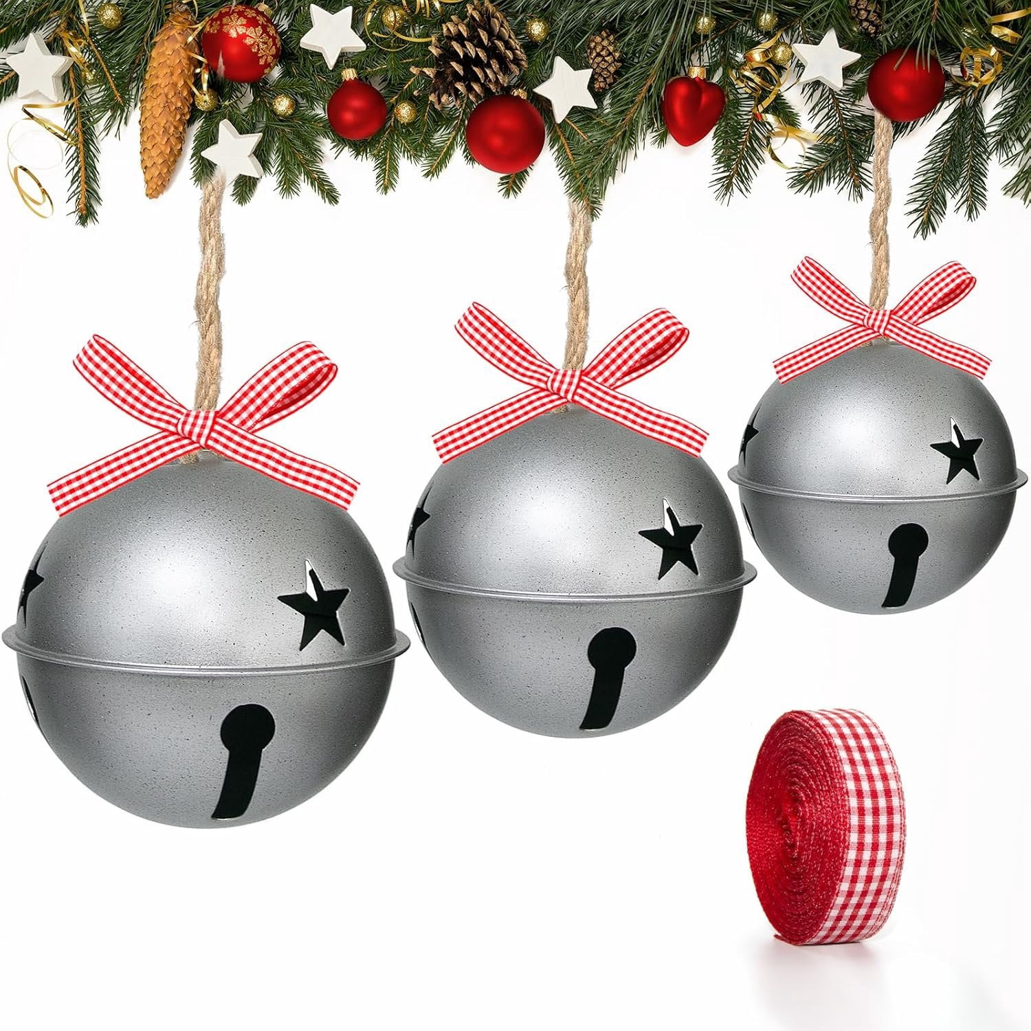 Xmas Ropes 3 count Giant Christmas Bells, 5.5
