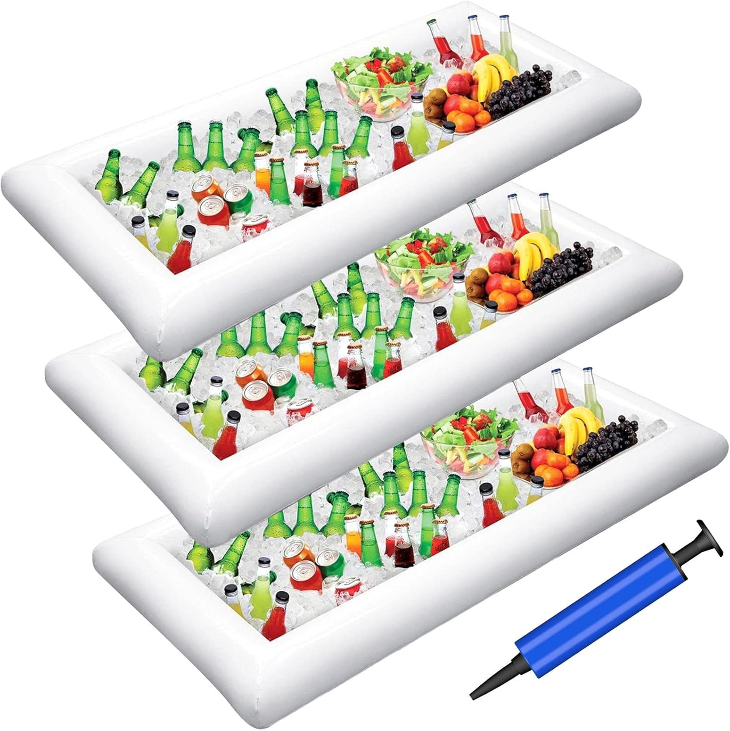 3 count Inflatable Serving Bars Ice Buffet Salad Serving Trays Drink ...