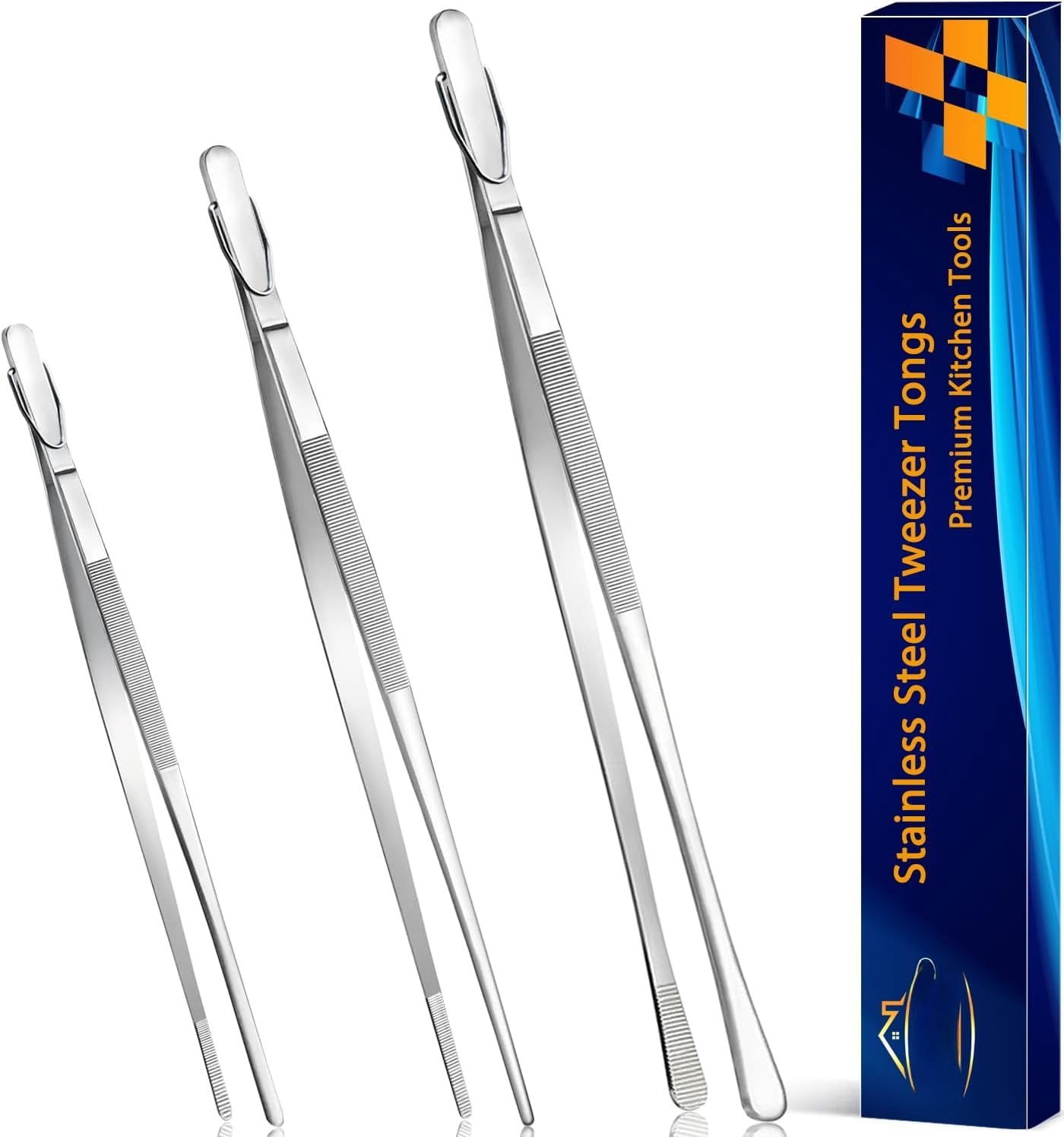 3 count Kitchen Tweezers Tongs, Stainless Steel Cooking Tweezers, 8+10 ...