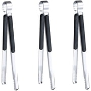 3 count Korean BBQ Tongs, Barbecue & Grill Tools, Kitchen Tongs, Stainless Steel Heavy Duty for Cooking, Meat Clip, Bread Clip, Ice Tongs Black