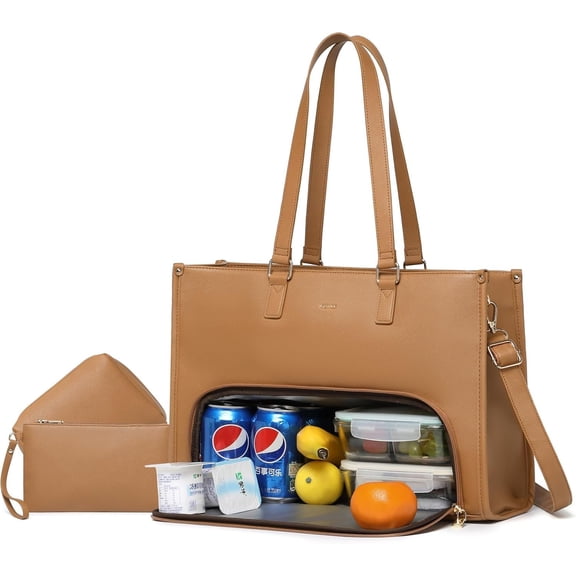 3 count Laptop Bag for Women 15.6 inch and Lunch Tote Bag for Women with Insulated Lunch Compartment Computer Briefcase