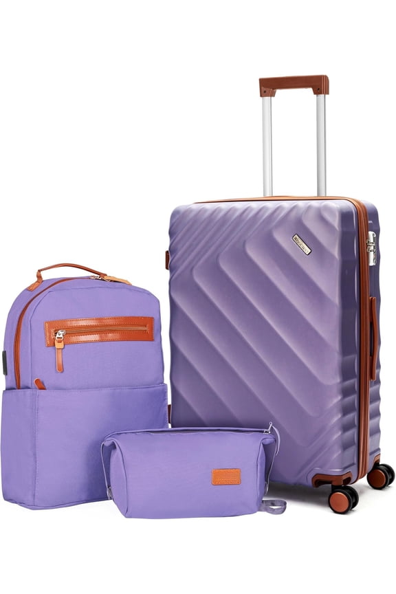 3 count Luggage Set Expandable Hardside, 20in Suitcase with Matching Travel Bags, 22x14x9 Airline Approved Carry , TSA Lock & Spinner Wheels, ABS+PC, ()