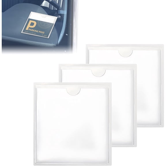 3 count Parking Holder for Windshield,Self-Adhesive and Ticket Holders, Clear Business Card Holder, Windshield Sticker Holders for Parking Permits, Notes, and Tickets