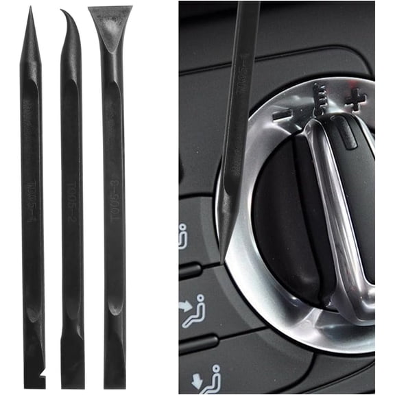 3 count Plastic Scraper Tool - Multi-Purpose Non-Scratch Scrapers Cleaning Tool for Tight Spaces - Pen-Shaped Label Sticker Remover Scraper for Detailing Kitchen Crevices Gaps (Black)