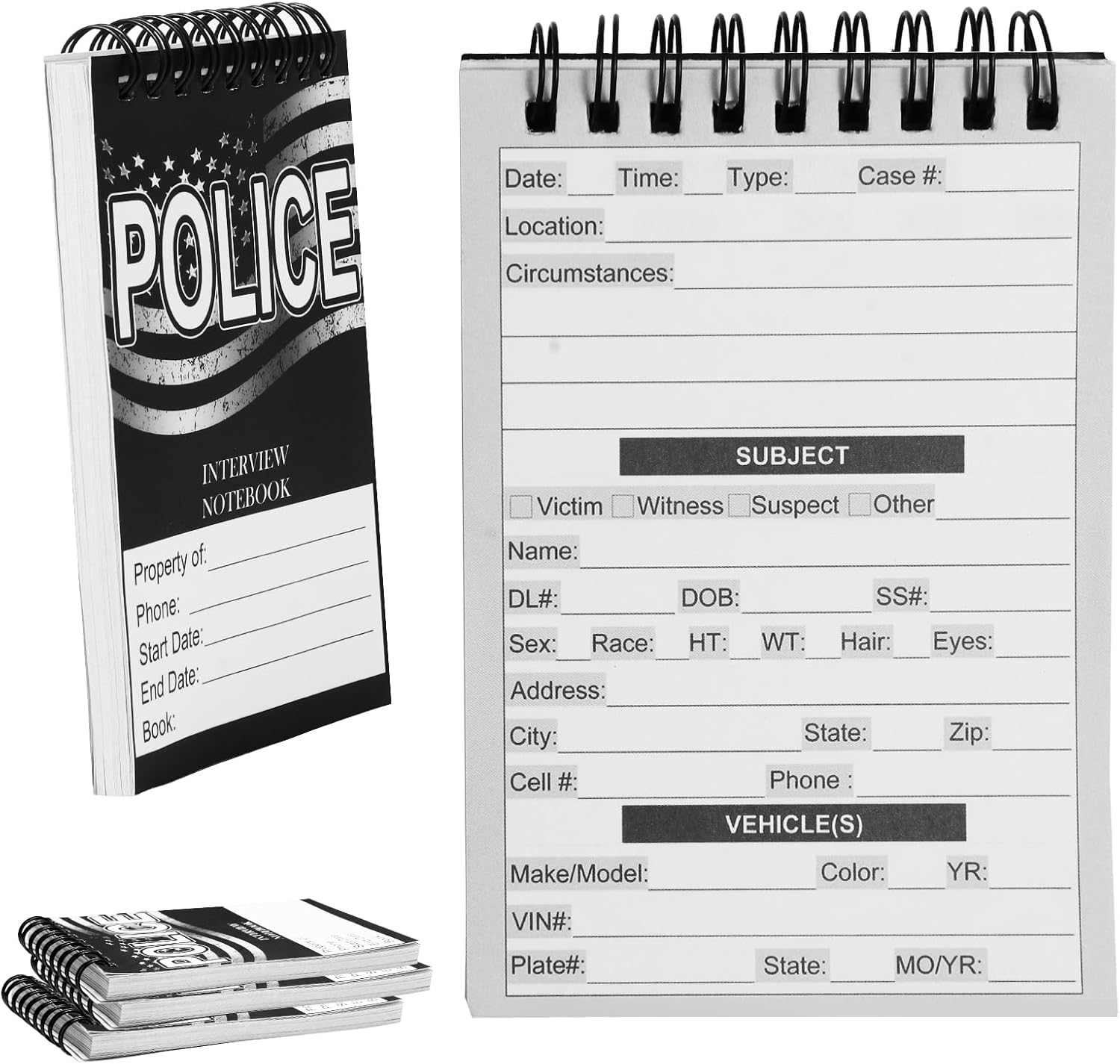 3 count Public Safety Field Interview Notebook Report Notepad for ...