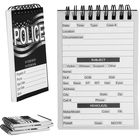 3 count Public Safety  Field Interview Notebook Report Notepad for  Officer Gifts Ticket Book Notebook Cop Interview Equipment Accessories, 70 Sheets/ 140 Pages(3.5x5 Inch)